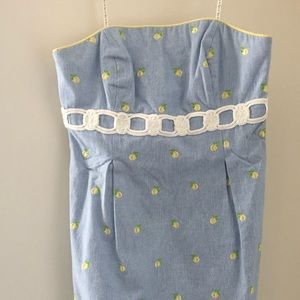 Lilly Pulitzer Seersucker Lemon Strapless Dress